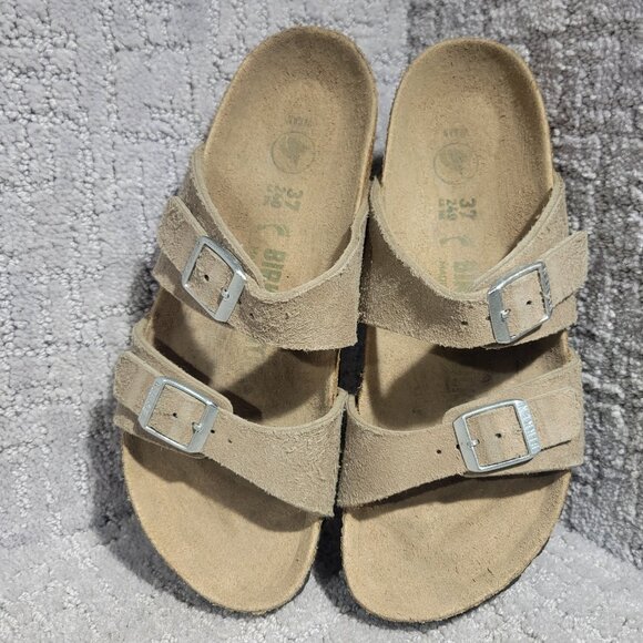 Birkenstock Sydney Unisex Size EU 37 US L6 M4 Vegan Taupe Slides Slip-On Sandals - Picture 1 of 13